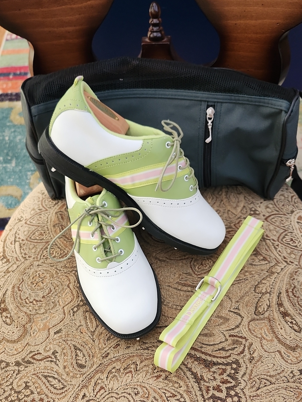 Dexter Vineyard Leather Golf Shoes Set with Matching Belt, Bag & Wood Sh